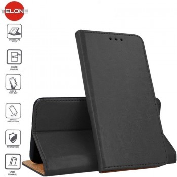 Grynos odos Telone dėklas - juodas (Redmi 8) Grynos odos Telone dėklas - juodas (Redmi 8)